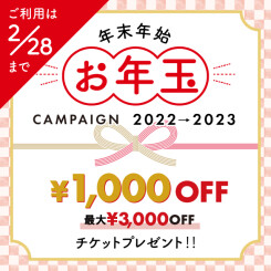 【ご利用は2/28まで！】年末年始お年玉キャンペーン！クーポンチケット！【最大3,000円OFF！】